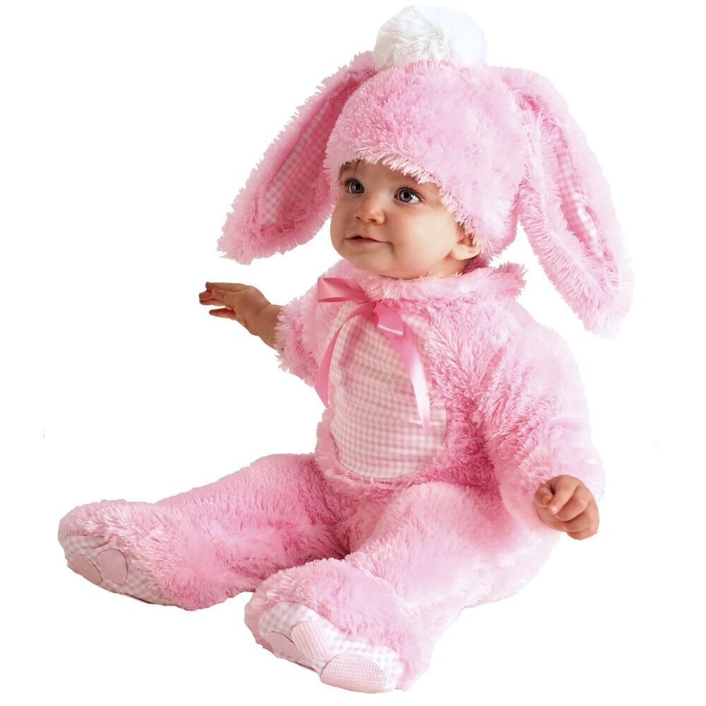 Way To Celebrate Pink Bunny Costume Girls Infants 0-6 Months Gingham Belly NEW